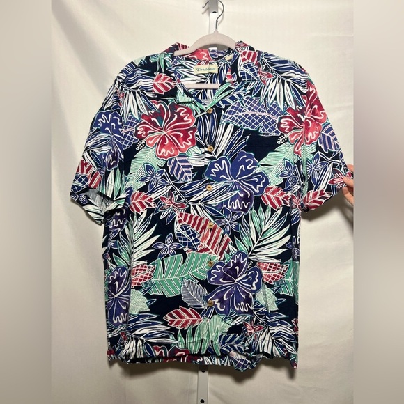 Men's Caribbean Floral Print Hawaiian Short Sleeve Top - Picture 1 of 6